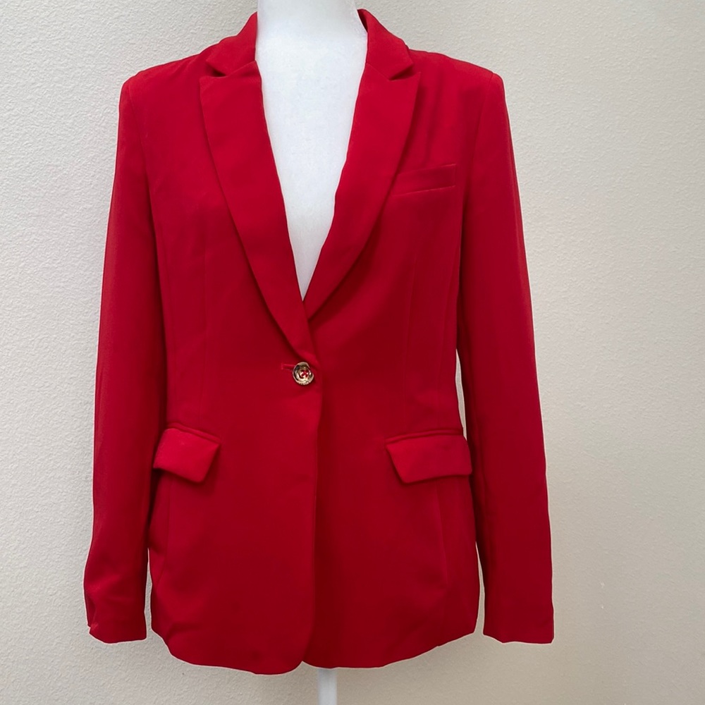 Tahari Red Blazer -Single Button Blazer- Size 8
